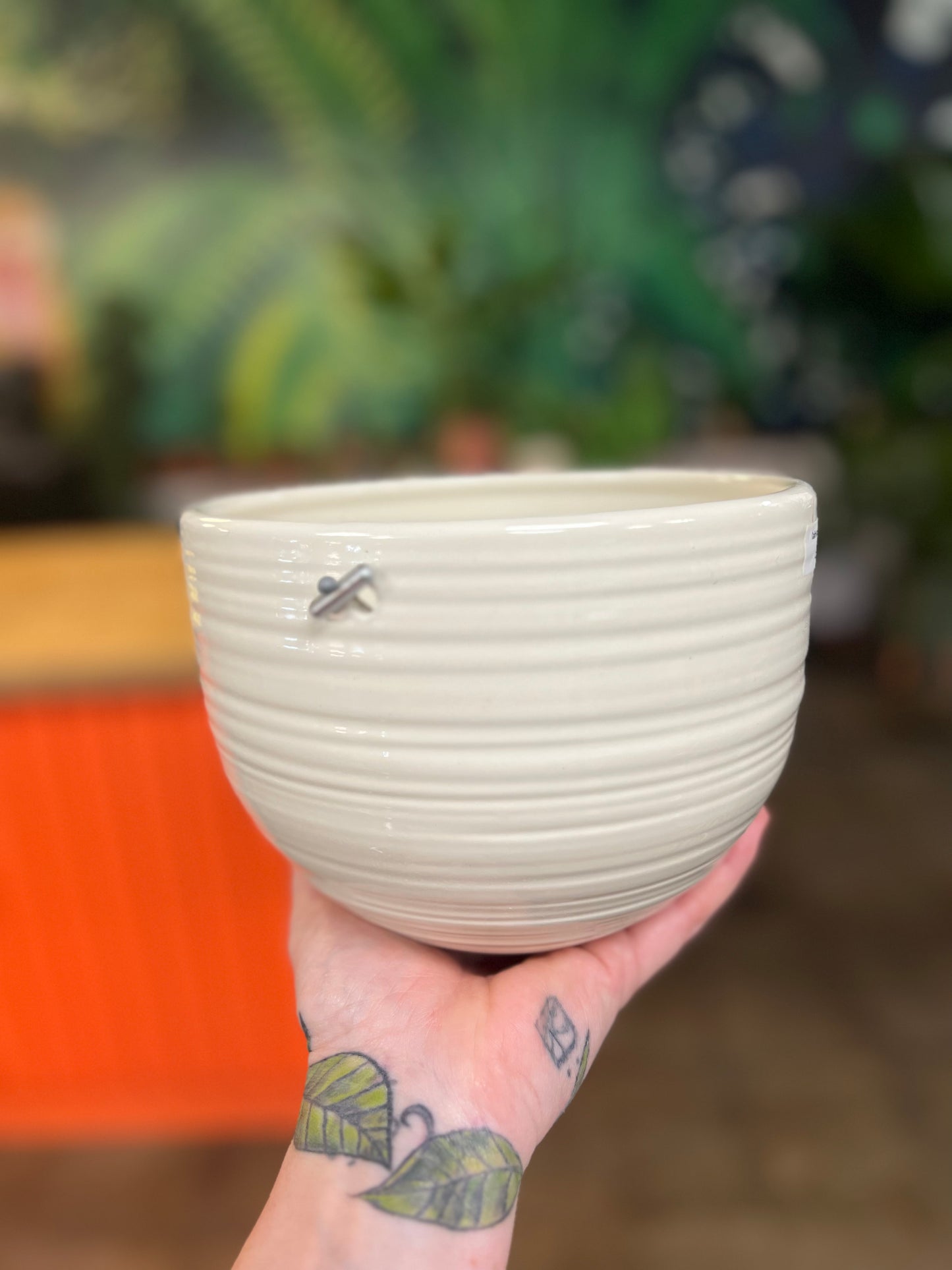 Bergamo hanging flower pot Cream